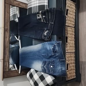 Cato (2) pair jeans boot cut dazzle and extensive stitching on pockets